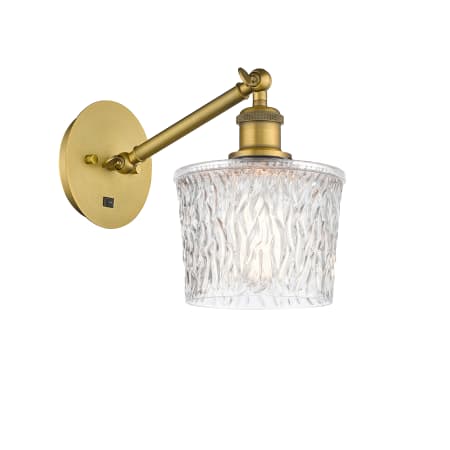 A large image of the Innovations Lighting 317-1W-12-7 Niagra Sconce Brushed Brass / Clear