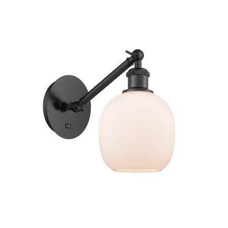 A large image of the Innovations Lighting 317-1W-13-6 Belfast Sconce Matte Black / Matte White