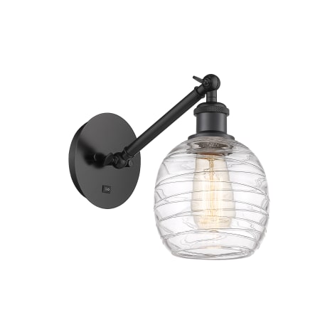 A large image of the Innovations Lighting 317-1W-13-6 Belfast Sconce Matte Black / Deco Swirl