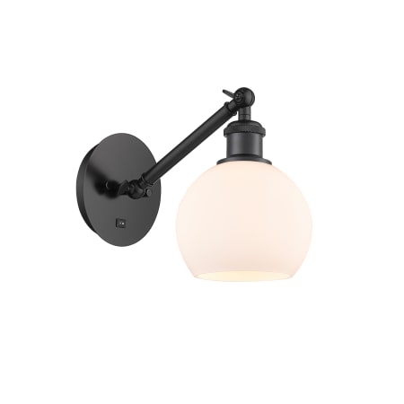 A large image of the Innovations Lighting 317-1W-12-6 Athens Sconce Matte Black / Matte White