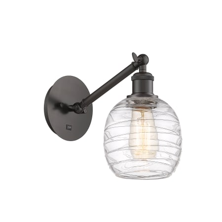 A large image of the Innovations Lighting 317-1W-13-6 Belfast Sconce Oil Rubbed Bronze / Deco Swirl