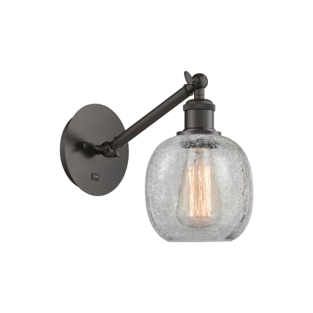 A large image of the Innovations Lighting 317-1W-13-6 Belfast Sconce Oil Rubbed Bronze / Clear Crackle