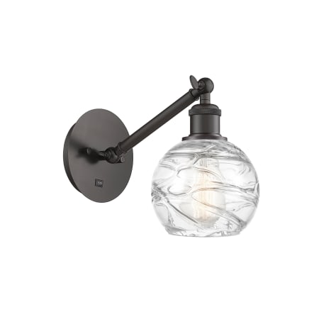 A large image of the Innovations Lighting 317-1W-12-6 Athens Sconce Oil Rubbed Bronze / Clear Deco Swirl