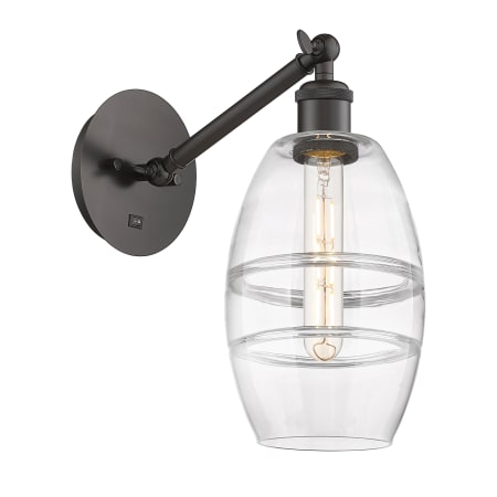 A large image of the Innovations Lighting 317-1W-8-6 Vaz Sconce Oil Rubbed Bronze / Clear