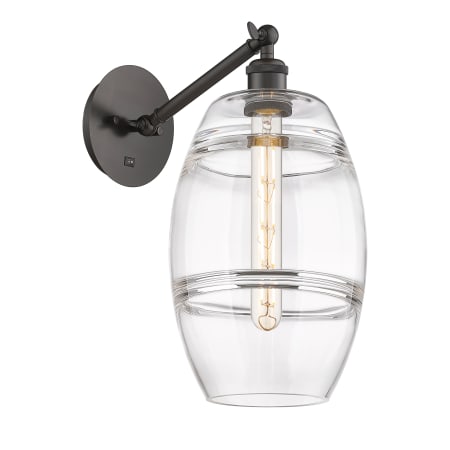 A large image of the Innovations Lighting 317-1W-10-8 Vaz Sconce Oil Rubbed Bronze / Clear