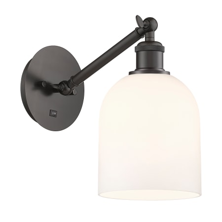 A large image of the Innovations Lighting 317-1W-10-6 Bella Sconce Oil Rubbed Bronze / Gloss White