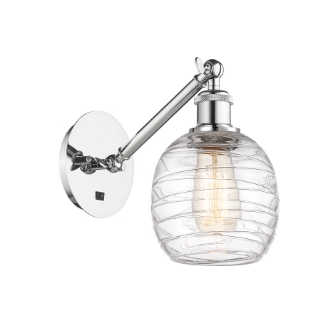 A large image of the Innovations Lighting 317-1W-13-6 Belfast Sconce Polished Chrome / Deco Swirl