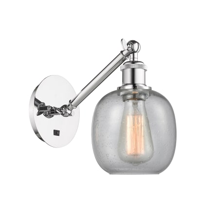 A large image of the Innovations Lighting 317-1W-13-6 Belfast Sconce Polished Chrome / Seedy