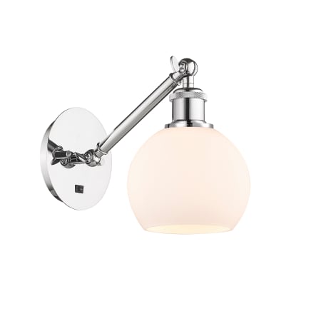 A large image of the Innovations Lighting 317-1W-12-6 Athens Sconce Polished Chrome / Matte White