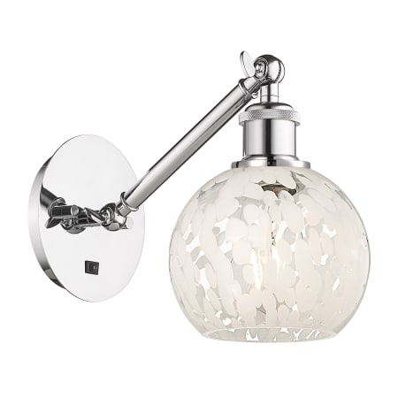 A large image of the Innovations Lighting 317-1W-8-6 White Mouchette Sconce Polished Chrome