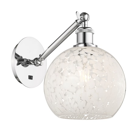 A large image of the Innovations Lighting 317-1W-10-8 White Mouchette Sconce Polished Chrome