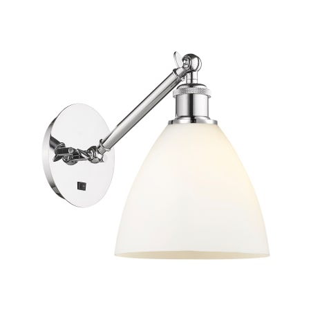A large image of the Innovations Lighting 317-1W-13-8 Bristol Sconce Polished Chrome / Matte White