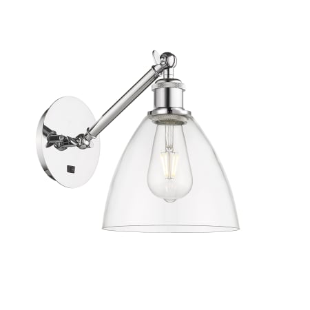 A large image of the Innovations Lighting 317-1W-13-8 Bristol Sconce Polished Chrome / Clear