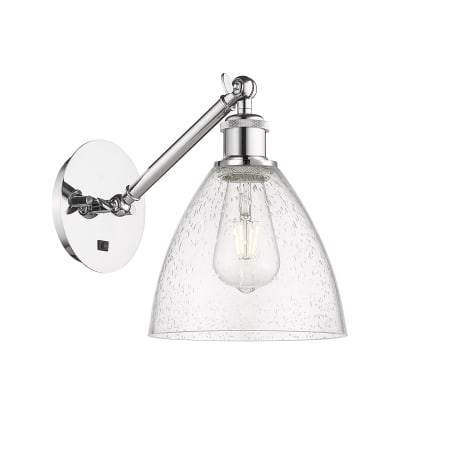 A large image of the Innovations Lighting 317-1W-13-8 Bristol Sconce Polished Chrome / Seedy