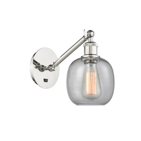 A large image of the Innovations Lighting 317-1W-13-6 Belfast Sconce Polished Nickel / Seedy