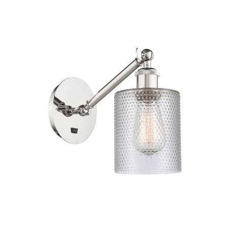 A large image of the Innovations Lighting 317-1W-13-5 Cobbleskill Sconce Polished Nickel / Clear