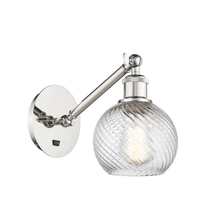 A large image of the Innovations Lighting 317-1W-12-6 Athens Sconce Polished Nickel / Matte White