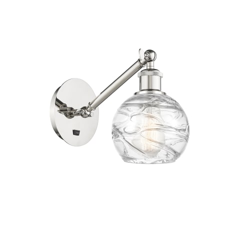 A large image of the Innovations Lighting 317-1W-12-6 Athens Sconce Polished Nickel / Clear Deco Swirl