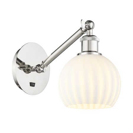 A large image of the Innovations Lighting 317-1W-8-6 White Venetian Sconce Polished Nickel