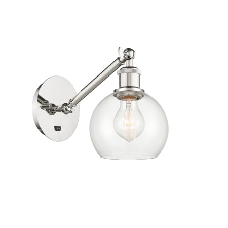 A large image of the Innovations Lighting 317-1W-12-6 Athens Sconce Polished Nickel / Clear