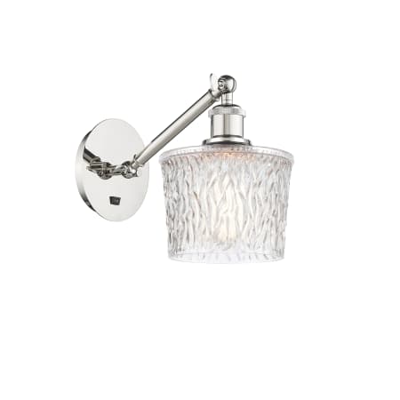 A large image of the Innovations Lighting 317-1W-12-7 Niagra Sconce Polished Nickel / Clear