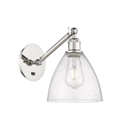 A large image of the Innovations Lighting 317-1W-14-8 Bristol Sconce Polished Nickel / Seedy