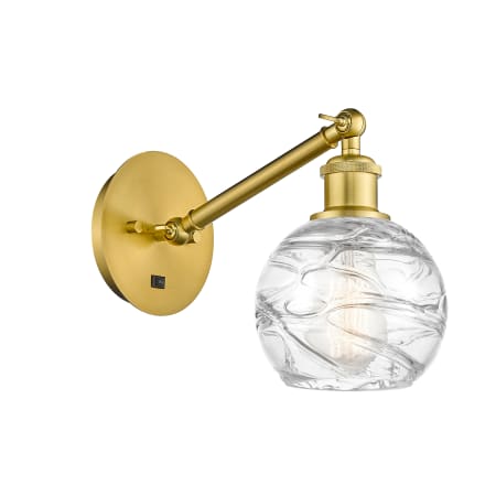 A large image of the Innovations Lighting 317-1W-12-6 Athens Sconce Satin Gold / Clear Deco Swirl