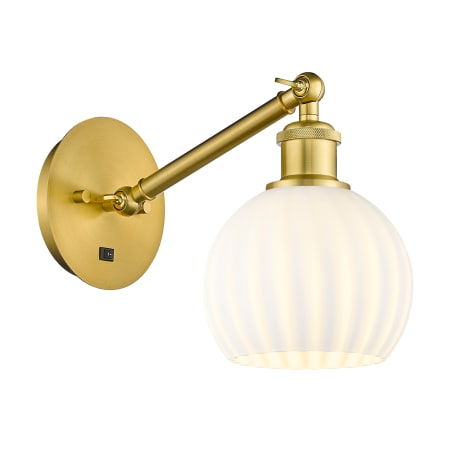 A large image of the Innovations Lighting 317-1W-8-6 White Venetian Sconce Satin Gold