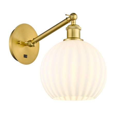 A large image of the Innovations Lighting 317-1W-10-8 White Venetian Sconce Satin Gold