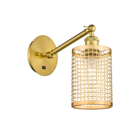 A large image of the Innovations Lighting 317-1W-6-5 Nestbrook Sconce Satin Gold / Satin Gold