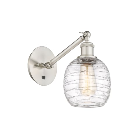 A large image of the Innovations Lighting 317-1W-13-6 Belfast Sconce Brushed Satin Nickel / Deco Swirl