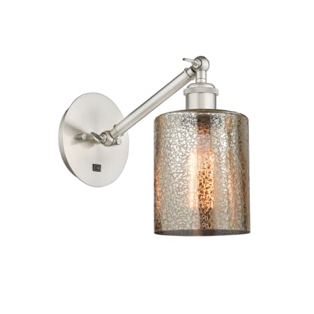 A large image of the Innovations Lighting 317-1W-11-5 Cobbleskill Sconce Brushed Satin Nickel / Mercury