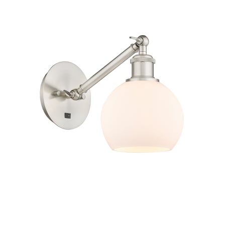 A large image of the Innovations Lighting 317-1W-12-6 Athens Sconce Brushed Satin Nickel / Matte White