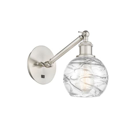 A large image of the Innovations Lighting 317-1W-12-6 Athens Sconce Brushed Satin Nickel / Clear Deco Swirl