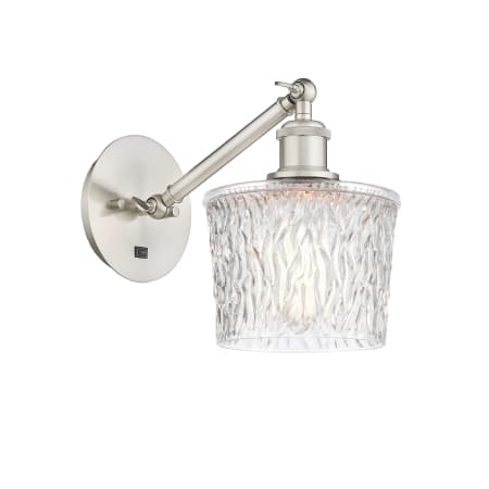 A large image of the Innovations Lighting 317-1W-12-7 Niagra Sconce Brushed Satin Nickel / Clear