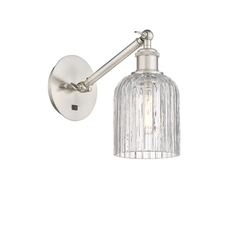 A large image of the Innovations Lighting 317-1W-9-5 Bridal Veil Sconce Brushed Satin Nickel / Clear
