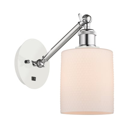 A large image of the Innovations Lighting 317-1W-13-5 Cobbleskill Sconce White and Polished Chrome / Matte White