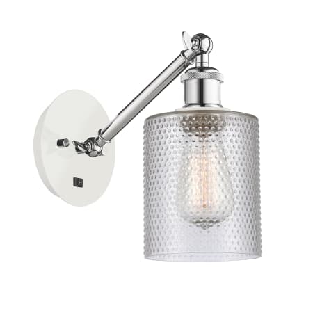 A large image of the Innovations Lighting 317-1W-13-5 Cobbleskill Sconce White and Polished Chrome / Clear