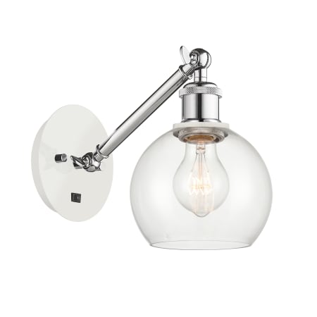 A large image of the Innovations Lighting 317-1W-12-6 Athens Sconce White and Polished Chrome / Clear