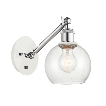 A large image of the Innovations Lighting 317-1W-12-6 Athens Sconce White and Polished Chrome / Seedy