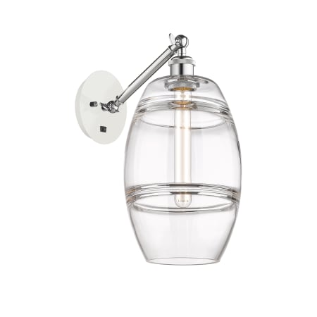 A large image of the Innovations Lighting 317-1W-10-8 Vaz Sconce White Polished Chrome / Clear