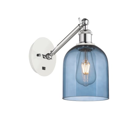 A large image of the Innovations Lighting 317-1W-10-6 Bella Sconce White Polished Chrome / Princess Blue