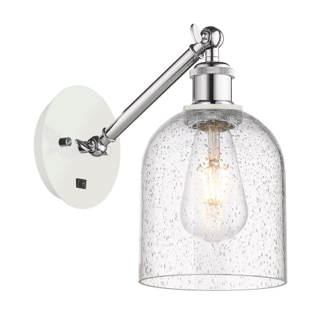 A large image of the Innovations Lighting 317-1W-10-6 Bella Sconce White Polished Chrome / Seedy