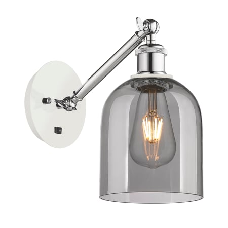 A large image of the Innovations Lighting 317-1W-10-6 Bella Sconce White Polished Chrome / Light Smoke