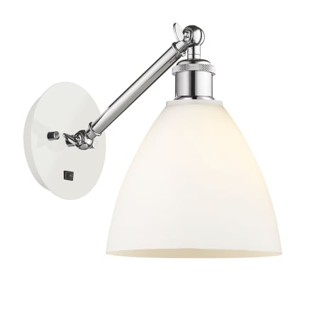 A large image of the Innovations Lighting 317-1W-13-8 Bristol Sconce White and Polished Chrome / Matte White