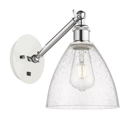 A large image of the Innovations Lighting 317-1W-13-8 Bristol Sconce White and Polished Chrome / Seedy