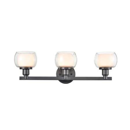 A large image of the Innovations Lighting 330-3W-7-24 Cairo Vanity Black / White / Clear