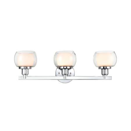 A large image of the Innovations Lighting 330-3W-7-24 Cairo Vanity Polished Chrome / White / Clear