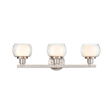 A large image of the Innovations Lighting 330-3W-7-24 Cairo Vanity Satin Nickel / White / Clear