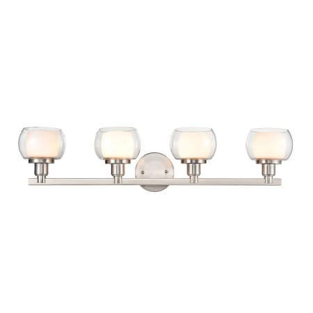 A large image of the Innovations Lighting 330-4W-7-31 Cairo Vanity Satin Nickel / White / Clear